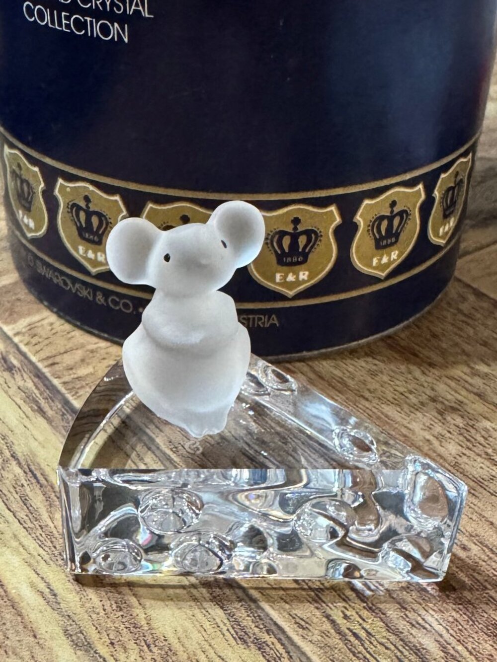 Swarovski Ebeling & Reuss Crystal 1986 Mouse on Swiss Cheese Figurine